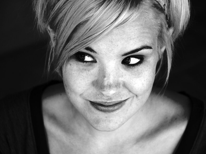 black and white portrait of a woman