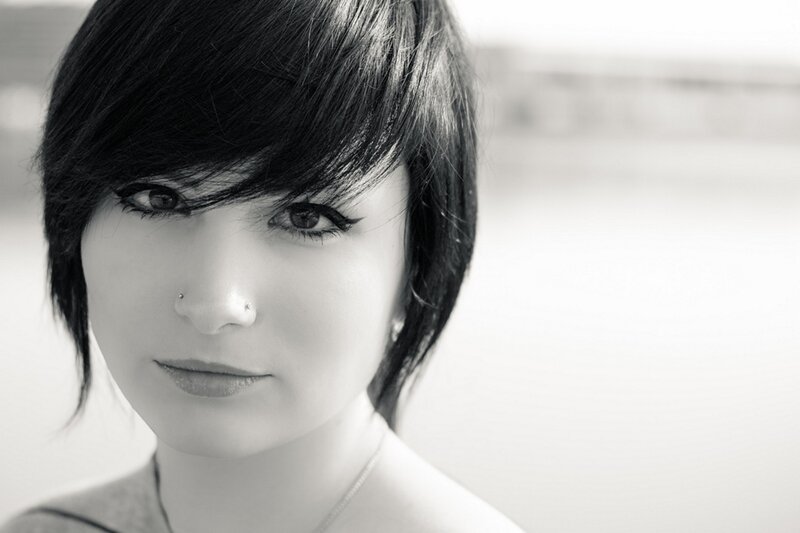 black and white portrait of a woman