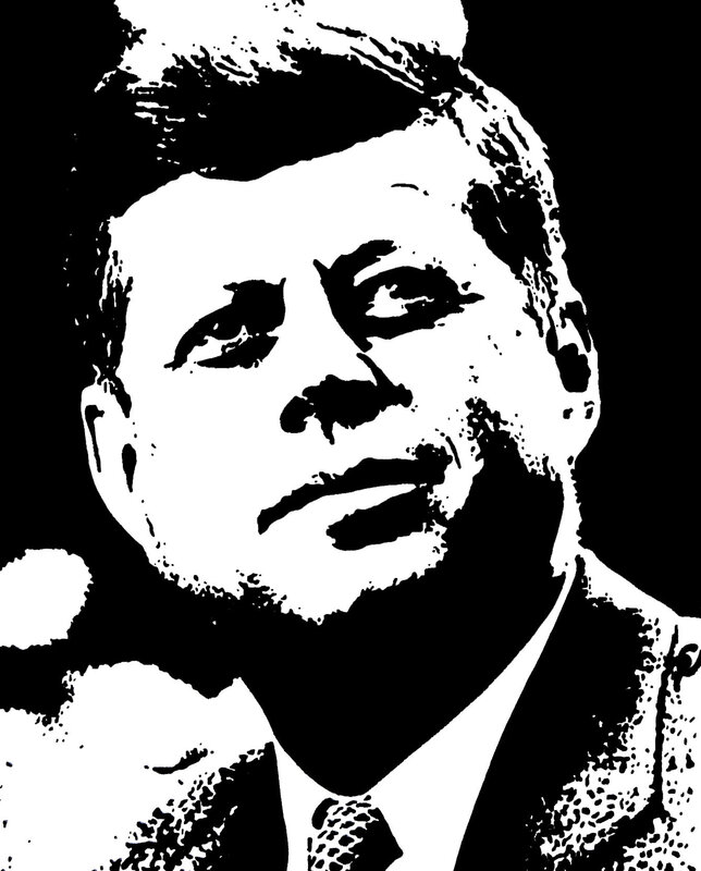 black and white portrait of john f kennedy