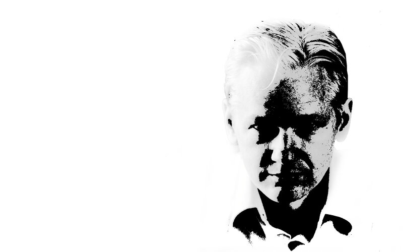 black and white portrait of man