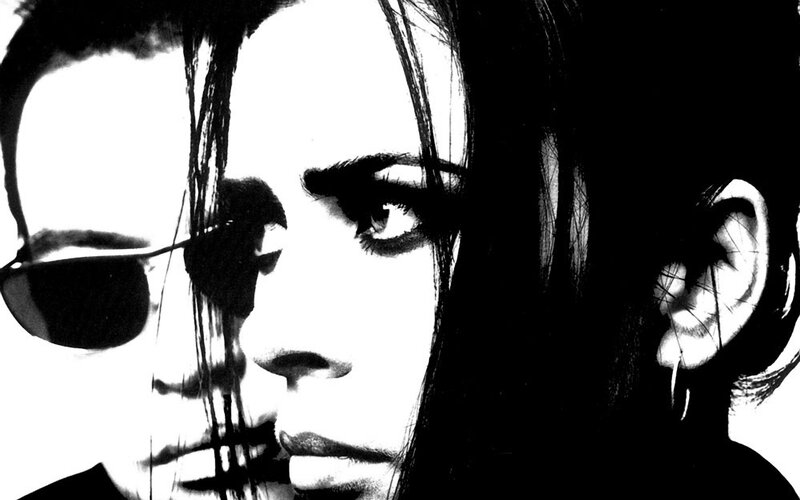 black and white portrait of two people