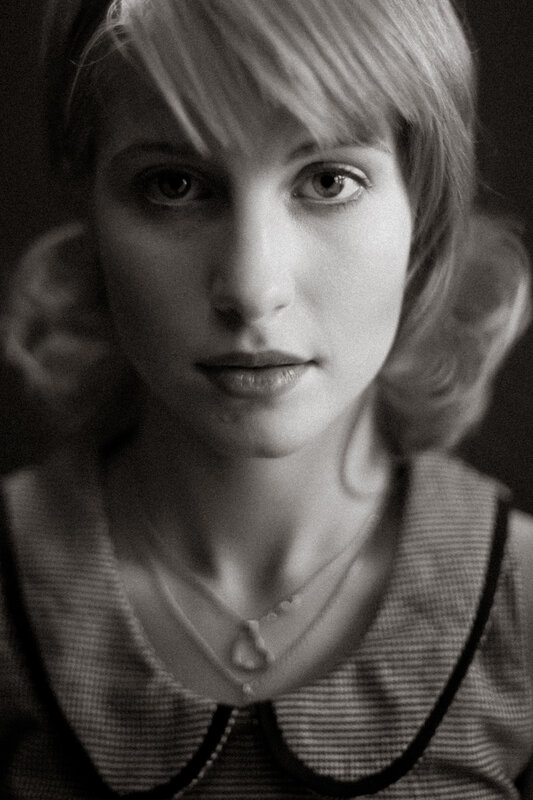black and white portrait of woman
