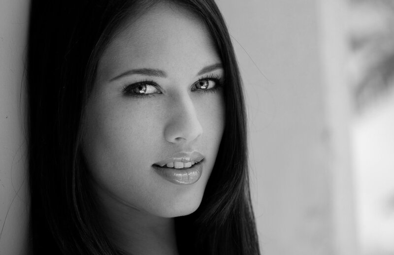 black and white portrait of woman