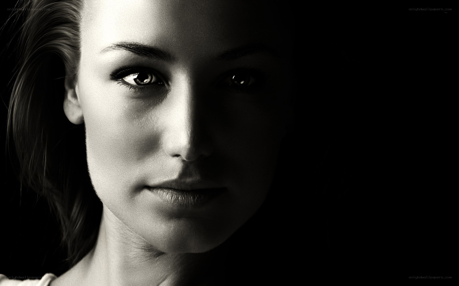 black and white portrait of woman