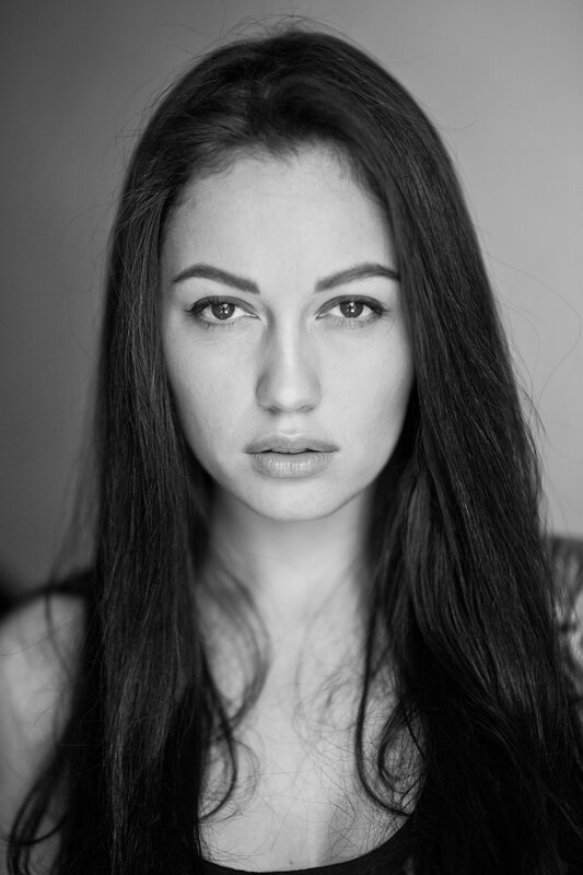 black and white portrait of woman