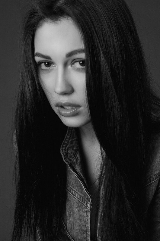 black and white portrait of woman