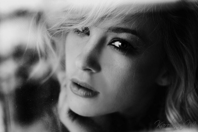 black and white portrait of woman