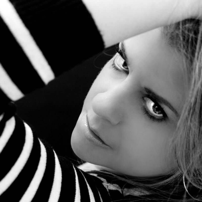 black and white portrait of woman