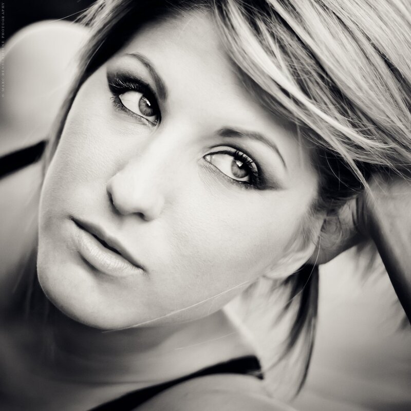 black and white portrait of woman