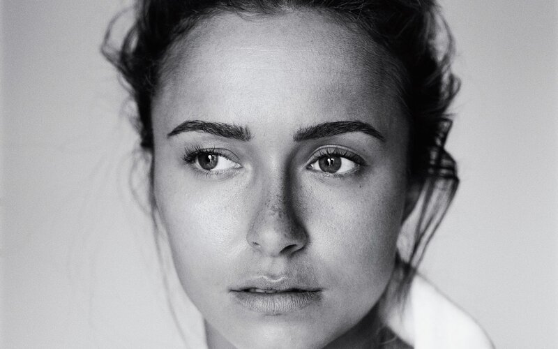black and white portrait of woman