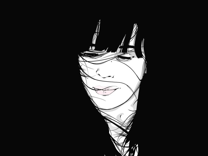 black and white portrait of woman