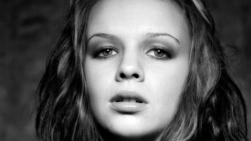 black and white portrait of woman