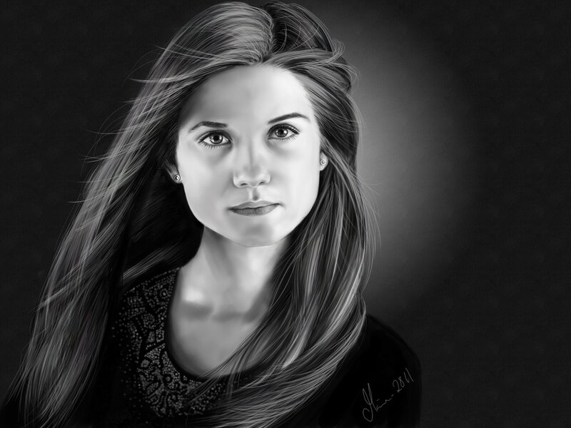 black and white portrait of woman