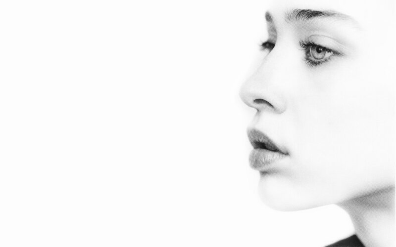 black and white portrait of woman