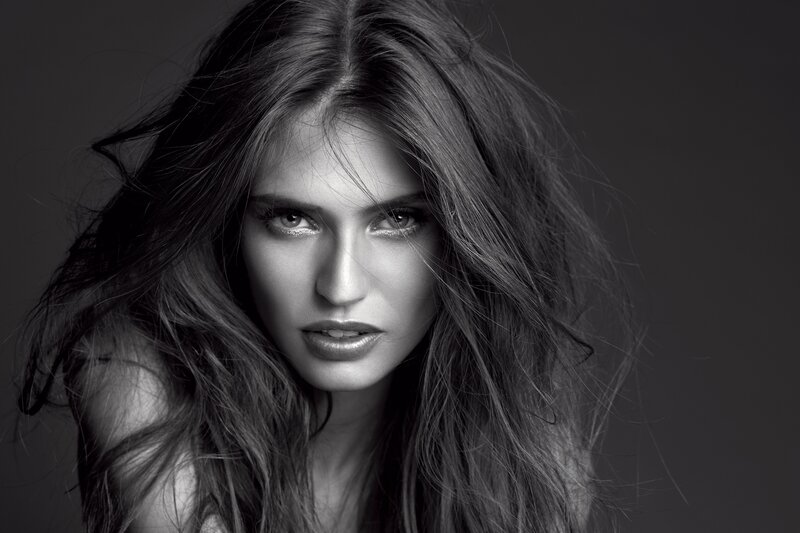 black and white portrait of woman