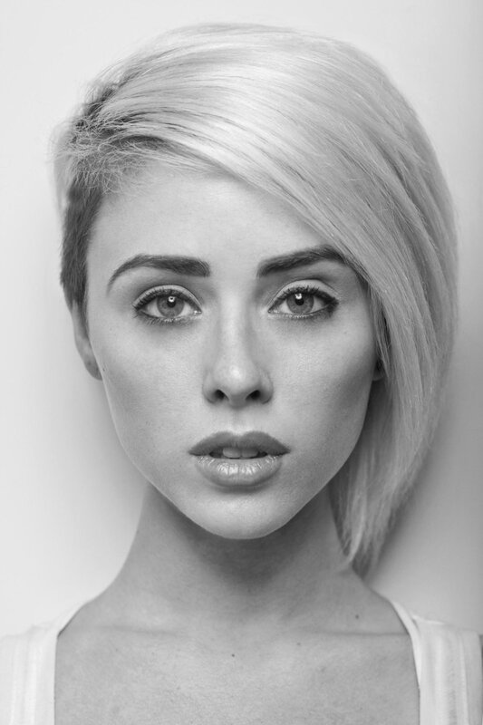 black and white portrait of woman
