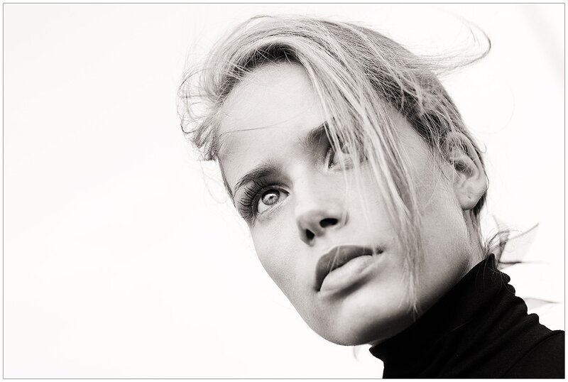 black and white portrait of woman