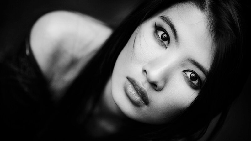 black and white portrait of woman