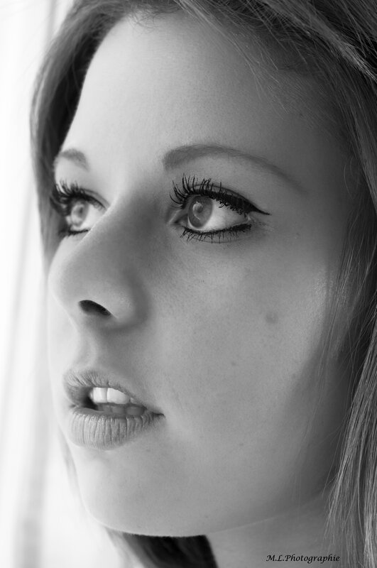black and white portrait of woman
