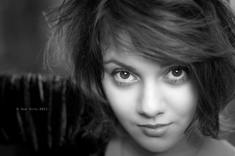 black and white portrait of woman