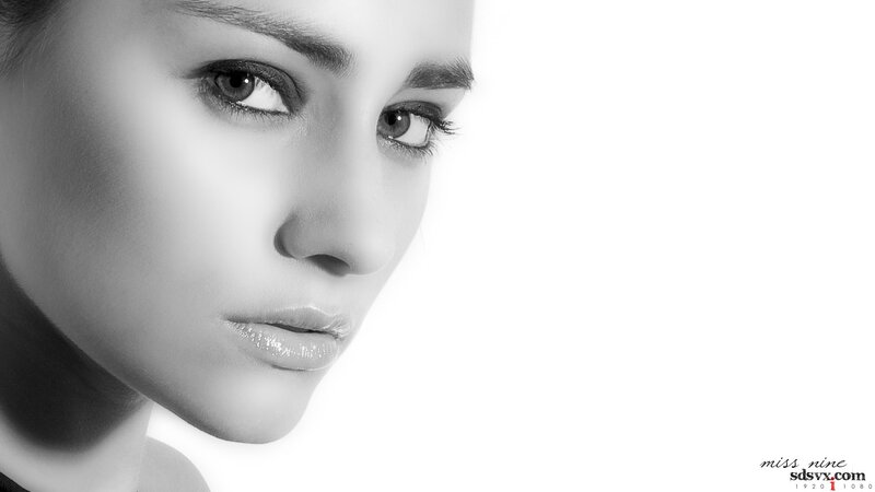black and white portrait of woman