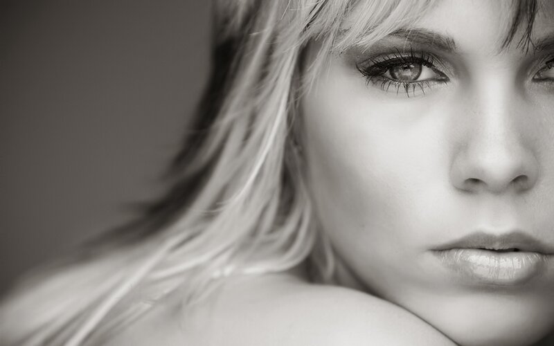 black and white portrait of woman