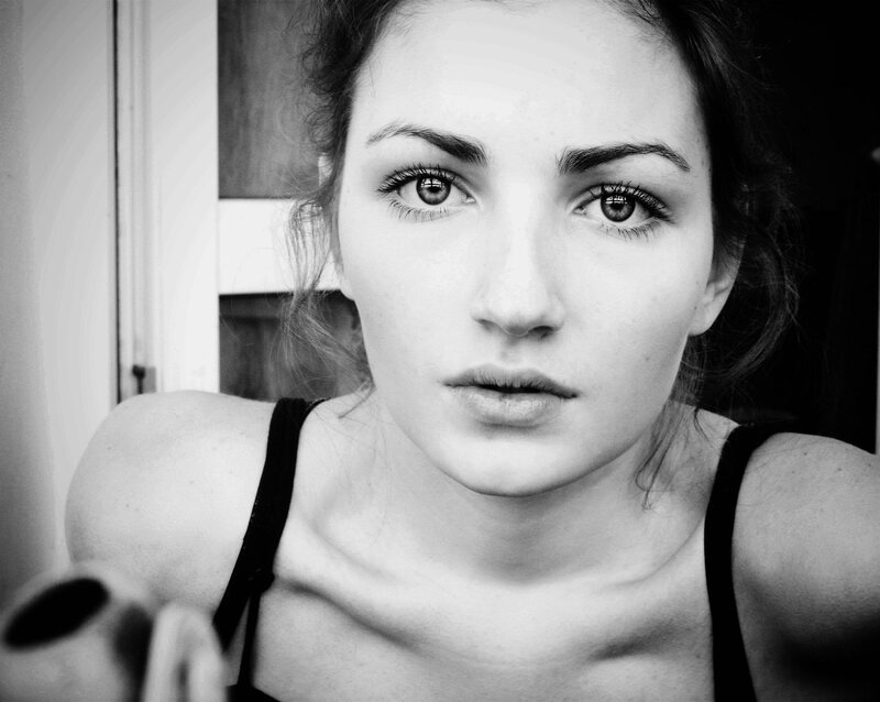 black and white portrait of woman