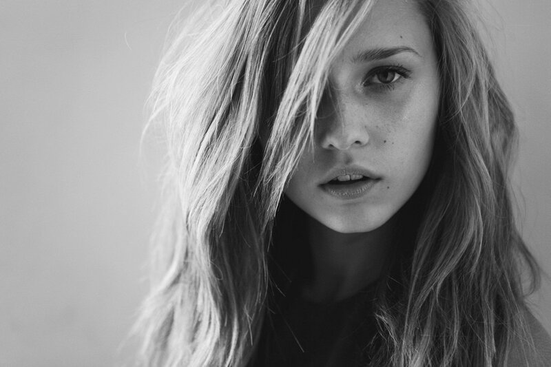black and white portrait of woman