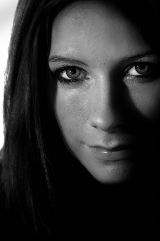 black and white portrait of woman