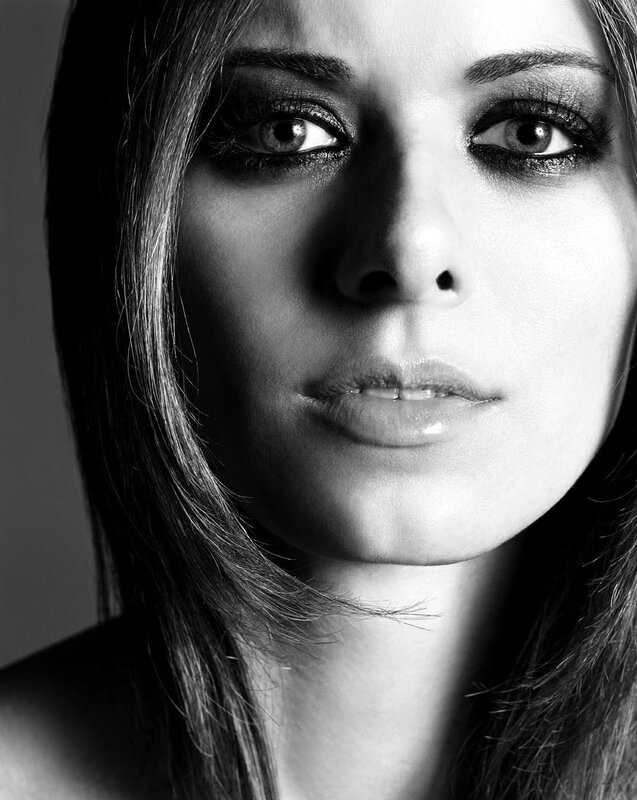 black and white portrait of woman