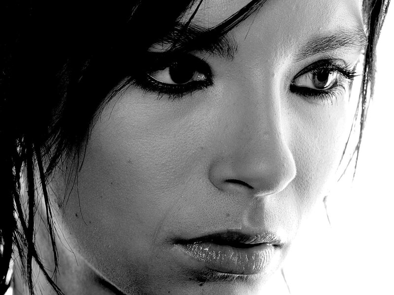 black and white portrait of woman