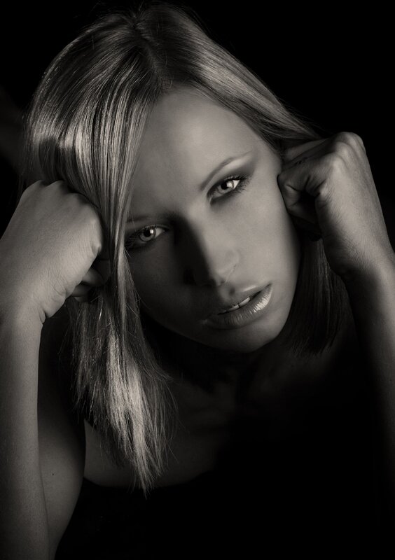 black and white portrait of woman