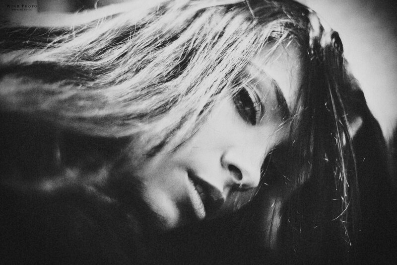 black and white portrait of woman
