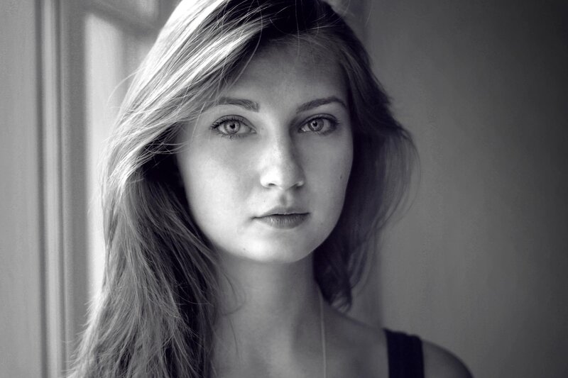 black and white portrait of woman
