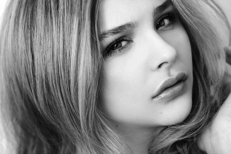 black and white portrait of woman