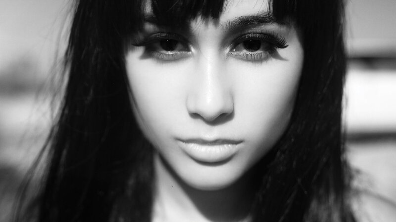 black and white portrait of woman
