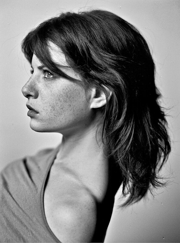 black and white portrait of woman