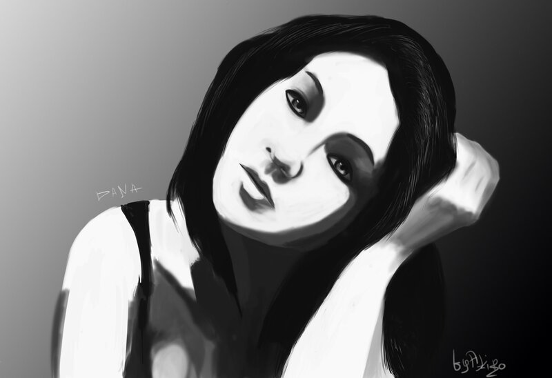 black and white portrait of woman