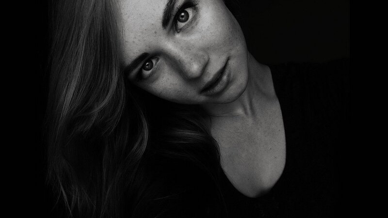 black and white portrait of woman