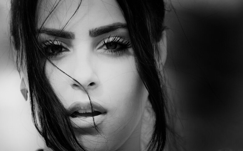 black and white portrait of woman