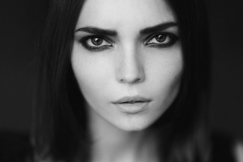 black and white portrait of woman