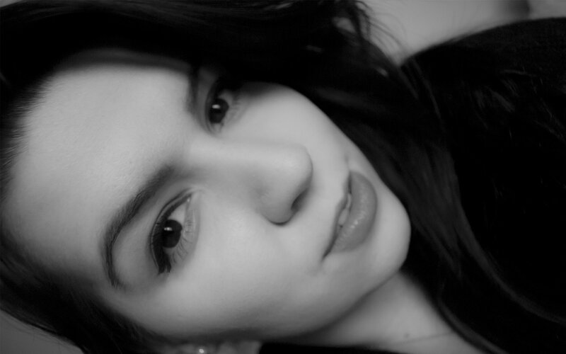 black and white portrait of woman