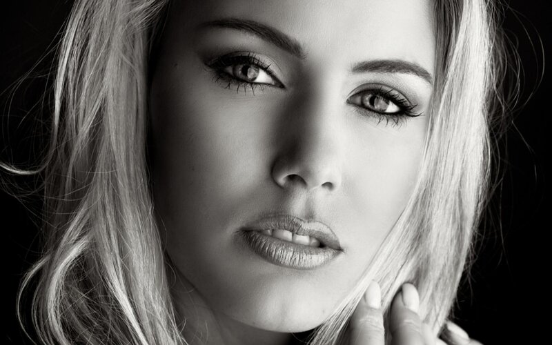 black and white portrait of woman