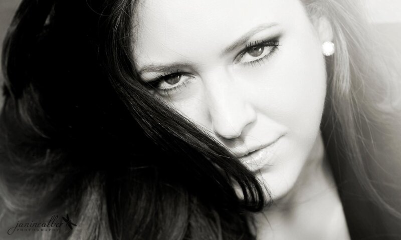 black and white portrait of woman