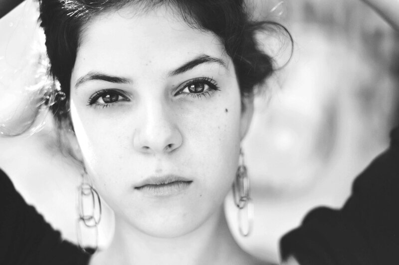black and white portrait of woman