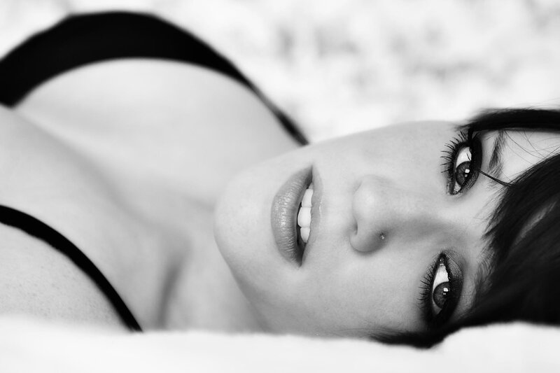 black and white portrait of woman