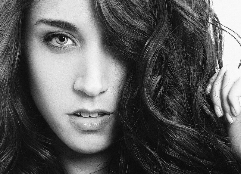 black and white portrait of woman