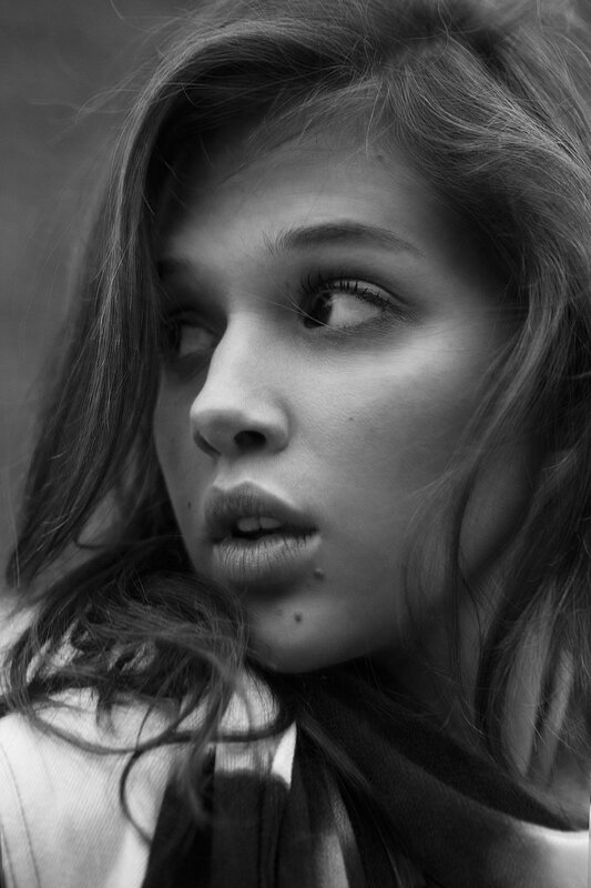 black and white portrait of woman
