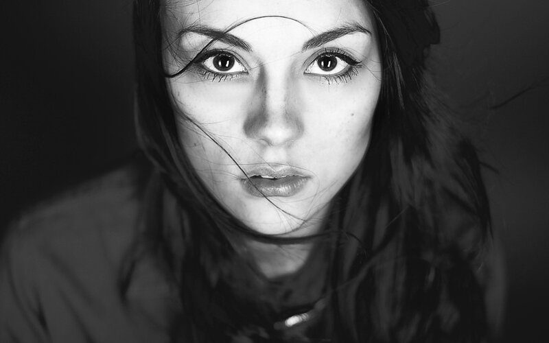 black and white portrait of woman