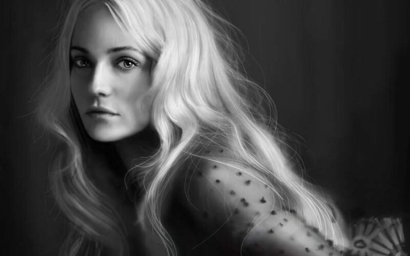 black and white portrait of woman